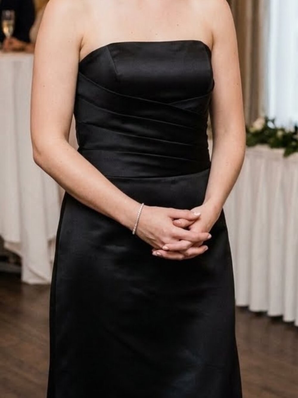 Alfred Angelo Women's Long Black Strapless Maxi Dress Gown Wedding Bridesmaid